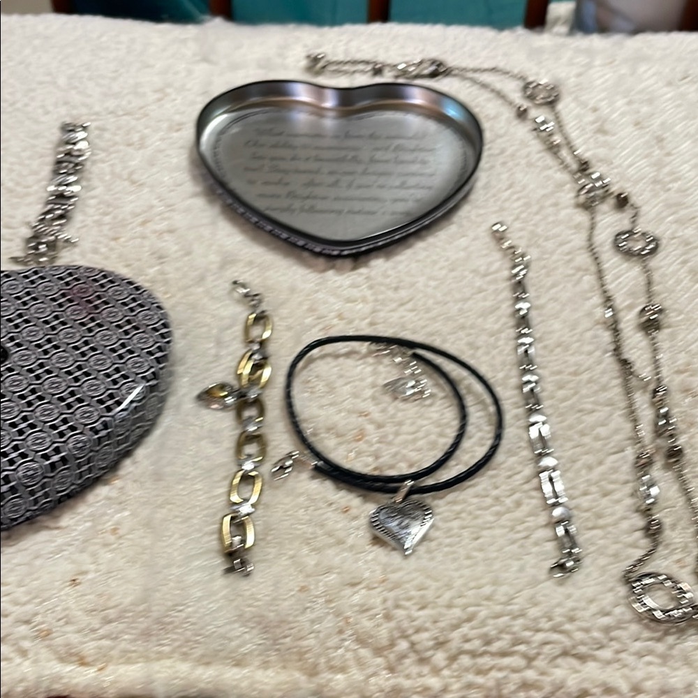 Brighton Silver and Black Heart Bracelet Set